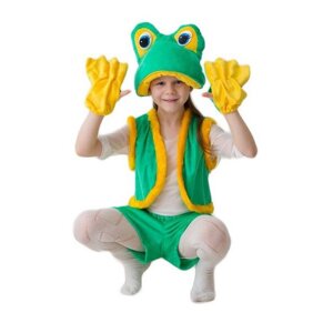 Карнавальный костюм 'Лягушка-квакушка'шапка, жилет, шорты, перчатки, 5-7 лет, рост 122-134 см
