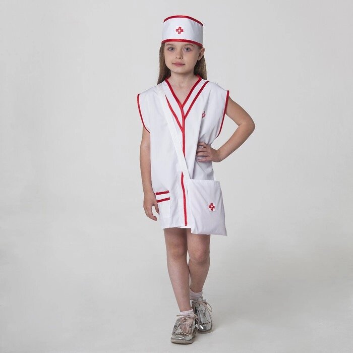Карнавальный костюм 'Медсестра', халат, сумка, повязка на голову, рост 110-122 см, 4-6 лет от компании Интернет-магазин "Flap" - фото 1