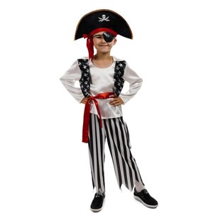 Карнавальный костюм 'Пират'шляпа, повязка, рубашка, пояс, штаны, р. 28, рост 110 см