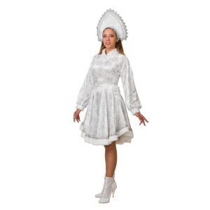 Карнавальный костюм 'Снегурочка Амалия'платье, кокошник, р. 48, рост 170 см, цвет белый