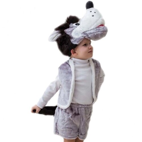 Карнавальный костюм 'Волк'шапка, жилет, шорты с хвостом 5-7 лет, рост 122-134 989/б