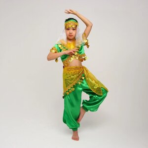 Карнавальный костюм 'Восточная красавица. Азиза'цвет зелёно-жёлтый, рост 110-116 см