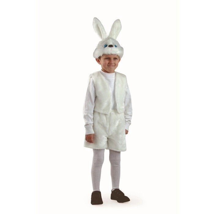 Карнавальный костюм 'Заяц белый', мех, маска, жилет, шорты, р. 28, рост 110 см от компании Интернет-магазин "Flap" - фото 1