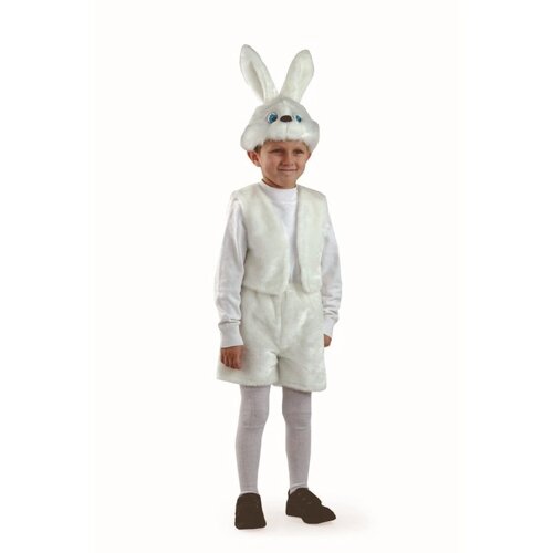 Карнавальный костюм 'Заяц белый'мех, маска, жилет, шорты, р. 28, рост 110 см