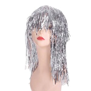 Карнавальный парик 'Дождь'45 см, цвет серебряный