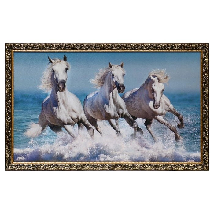 Картина 'Белые кони в воде' 60х100 см от компании Интернет-магазин "Flap" - фото 1