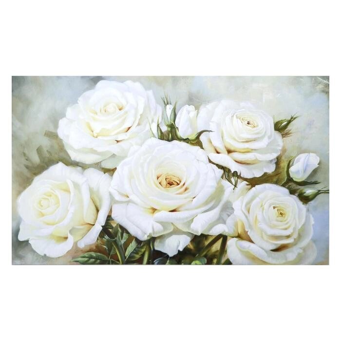 Картина на холсте 'Букет белых роз' 60х100 см от компании Интернет-магазин "Flap" - фото 1