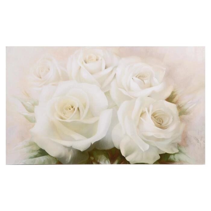 Картина на холсте 'Букет белых роз' 60х100 см от компании Интернет-магазин "Flap" - фото 1
