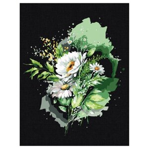 Картина по номерам на черном холсте 'Цветы'30 x 40 см