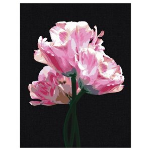 Картина по номерам на черном холсте 'Розовые цветы'30 x 40 см