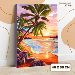 Картина по номерам на холсте с подрамником 'Закат на море' 40 x 50 см