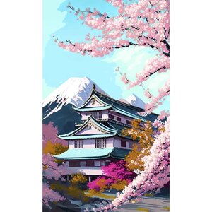 Картина по номерам панно 'Цветение сакуры'30 х 50 см