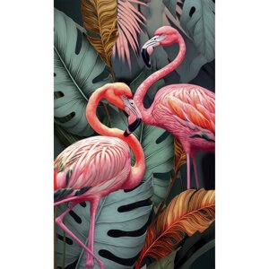 Картина по номерам панно 'Фламинго в тропиках'30 х 50 см