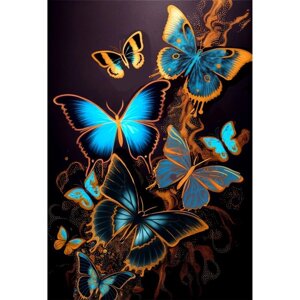 Картина по номерам с подрамником и поталью 'Магические бабочки'30 х 40 см