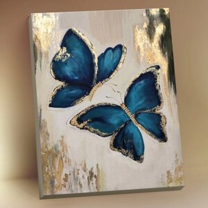 Картина по номерам с поталью 40 x 50 см 'Синие бабочки' 13 цветов