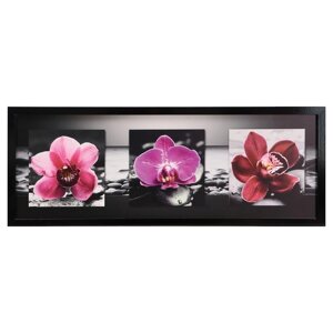 Картина 'Тёмно-розовые орхидеи' 42х107 см рамка микс