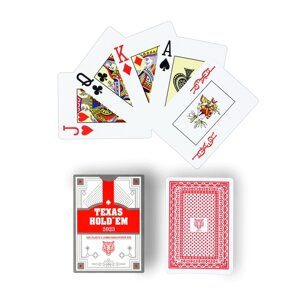 Карты игральные пластиковые 'Texas Holdem'30 мкм, 8.8 х 6.3 см, красная рубашка