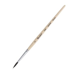 Кисть Белка круглая Roubloff серия 1450 3, ручка короткая пропитана лаком, белая обойма, с наполненной вершинкой