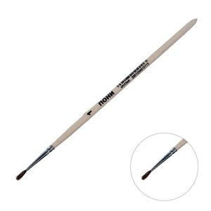 Кисть Пони круглая 1 (диаметр обоймы 1 мм длина волоса 10 мм), деревянная ручка, Calligrata
