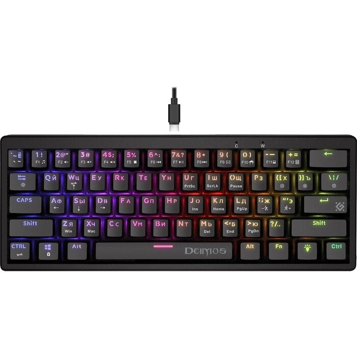 Клавиатура Defender GK-303, игровая, проводная, механическая, подсветка,104 клавиши, USB, черная от компании Интернет-магазин "Flap" - фото 1