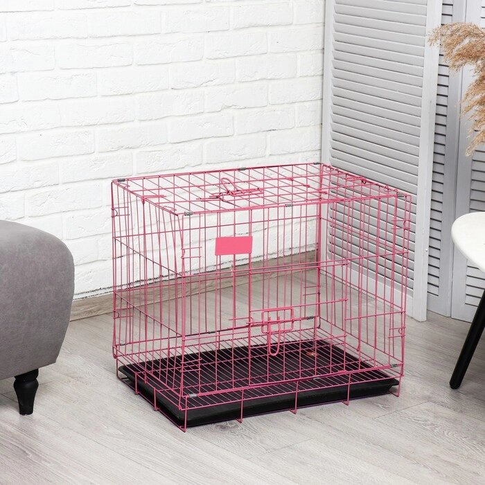 Клетка для собак 61 х 42 х 50 см, розовая от компании Интернет-магазин "Flap" - фото 1