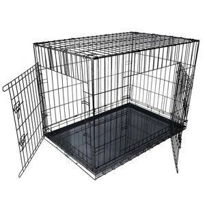 Клетка DogiDom для собак 6 с металлическим поддоном, складная, 121 х 78 х 83 см, черная