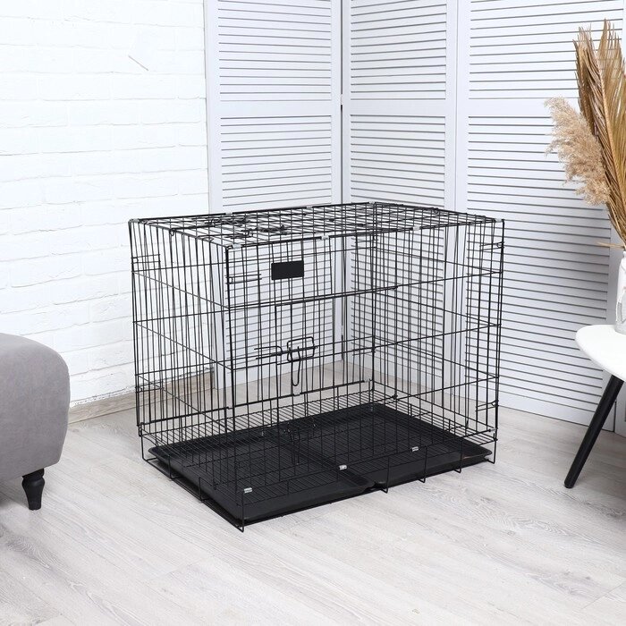 Клетка с люком для собак и кошек, 85 х 60 х 70 см, чёрная от компании Интернет-магазин "Flap" - фото 1