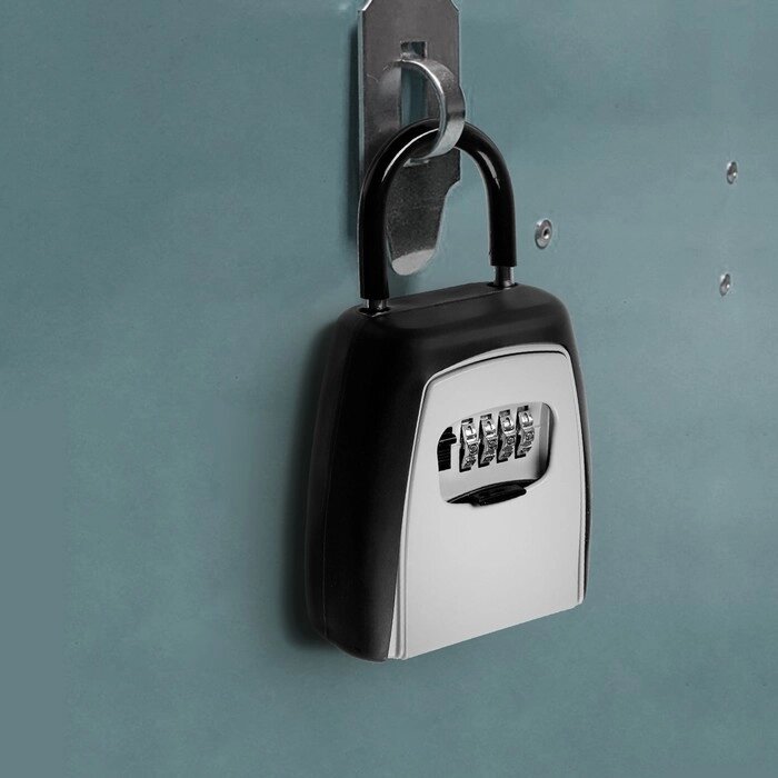 Ключница с кодовым замком ТУНДРА, с дужкой, серая, 80х70х35 мм от компании Интернет-магазин "Flap" - фото 1