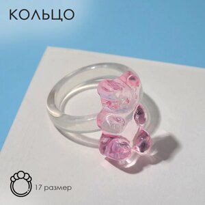 Кольцо 'Мармеладный мишка'цвет розовый, размер 17