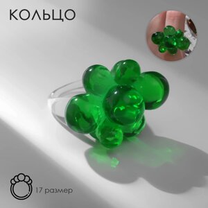 Кольцо 'Молекулы'цвет зелёный, 17 размер