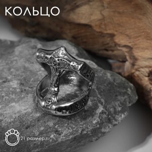 Кольцо 'Тор'цвет чернёное серебро, 21 размер