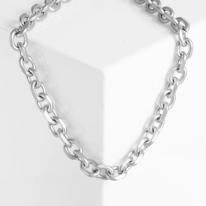 Колье 'Цепь' овальные звенья, цвет матовое серебро, 45 см от компании Интернет-магазин "Flap" - фото 1