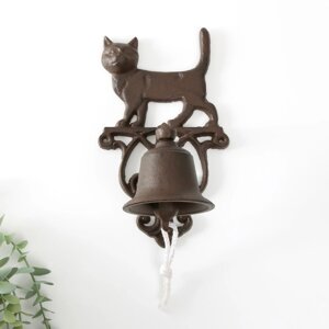 Колокол сувенирный чугун 'Кот, гуляющий по крыше' 23,5х13,5х13 см