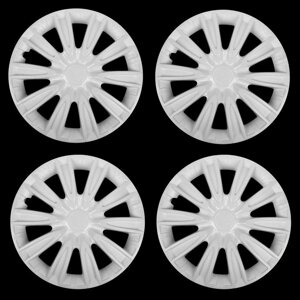 Колпаки колесные R16 'ТОРНАДО'белый глянец карбон, набор 4 шт