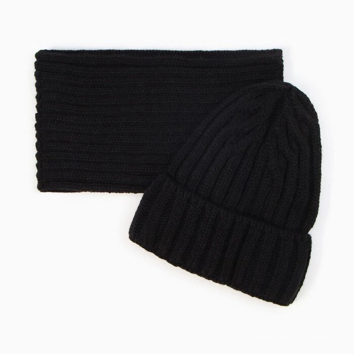 Комплект детский (шапка, снуд), А. 5323, цвет черный, размер 54-56 от компании Интернет-магазин "Flap" - фото 1