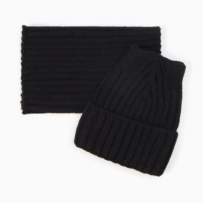 Комплект детский (шапка, снуд), цвет черный, размер 52-54 от компании Интернет-магазин "Flap" - фото 1