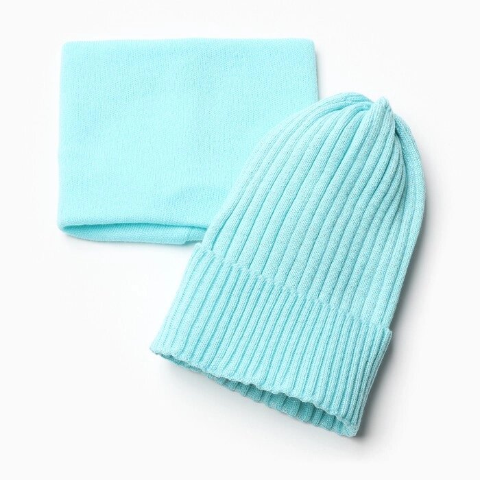 Комплект детский (шапка, снуд), цвет мятный, размер 48-52 от компании Интернет-магазин "Flap" - фото 1