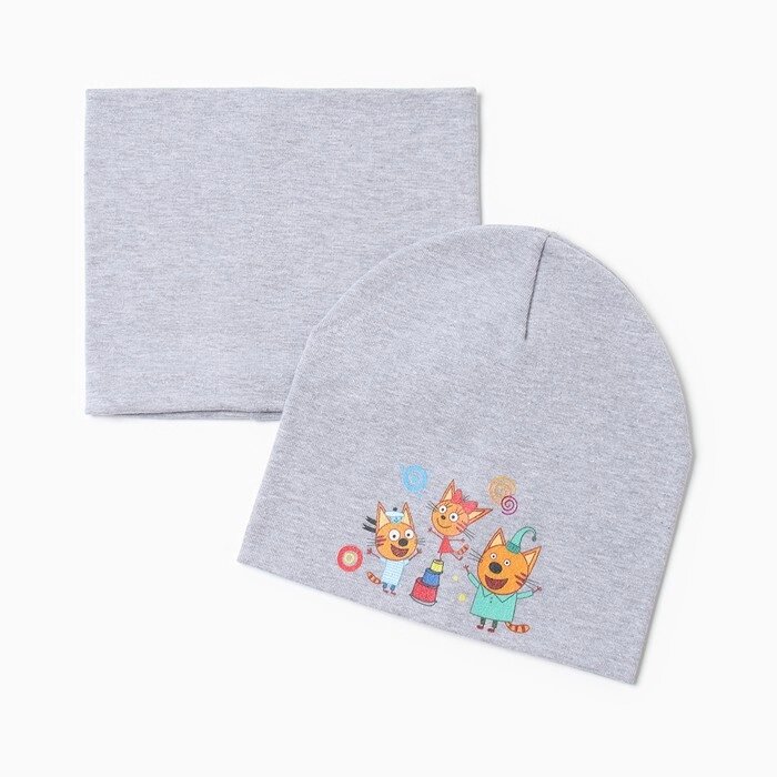 Комплект детский (шапка, снуд), цвет серый меланж/Семейка, размер 46-48 от компании Интернет-магазин "Flap" - фото 1