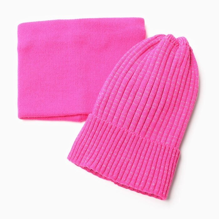 Комплект для девочки (шапка, снуд), цвет малиновый, размер 52-56 от компании Интернет-магазин "Flap" - фото 1