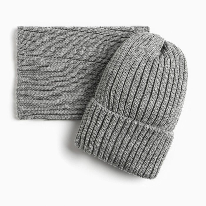 Комплект для девочки (шапка, снуд), цвет серый, размер 50-54 от компании Интернет-магазин "Flap" - фото 1