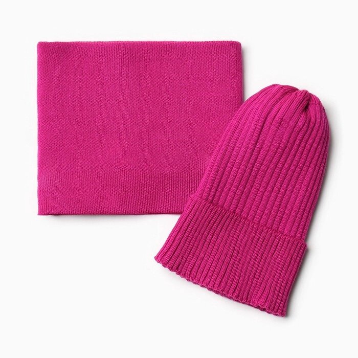Комплект для девочки (снуд и шапка), цвет малина, размер 48-52 от компании Интернет-магазин "Flap" - фото 1