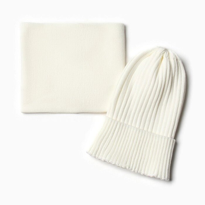 Комплект для девочки (снуд и шапка), цвет молочный, размер 48-52 от компании Интернет-магазин "Flap" - фото 1