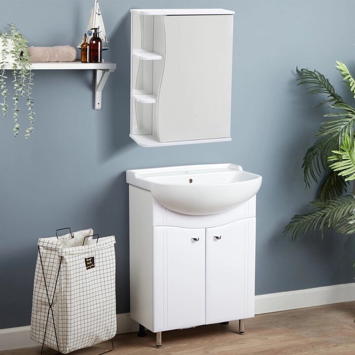 Комплект мебели для ванной комнаты 'Тура 60' тумба + раковина + зеркало-шкаф от компании Интернет-магазин "Flap" - фото 1