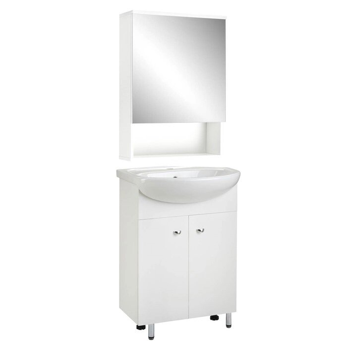 Комплект мебели для ванной комнаты 'Вега 55' зеркало-шкаф + тумба + раковина от компании Интернет-магазин "Flap" - фото 1