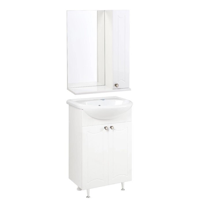 Комплект мебели для ванной 'Викотория 55' правый Тумба + раковина 'Стиль 55'+ зеркало-шкаф от компании Интернет-магазин "Flap" - фото 1