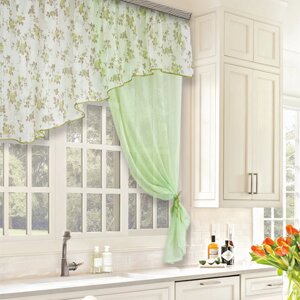 Комплект штор для кухни Witerra Византия 280х160см, св. зеленый, правая, пэ100