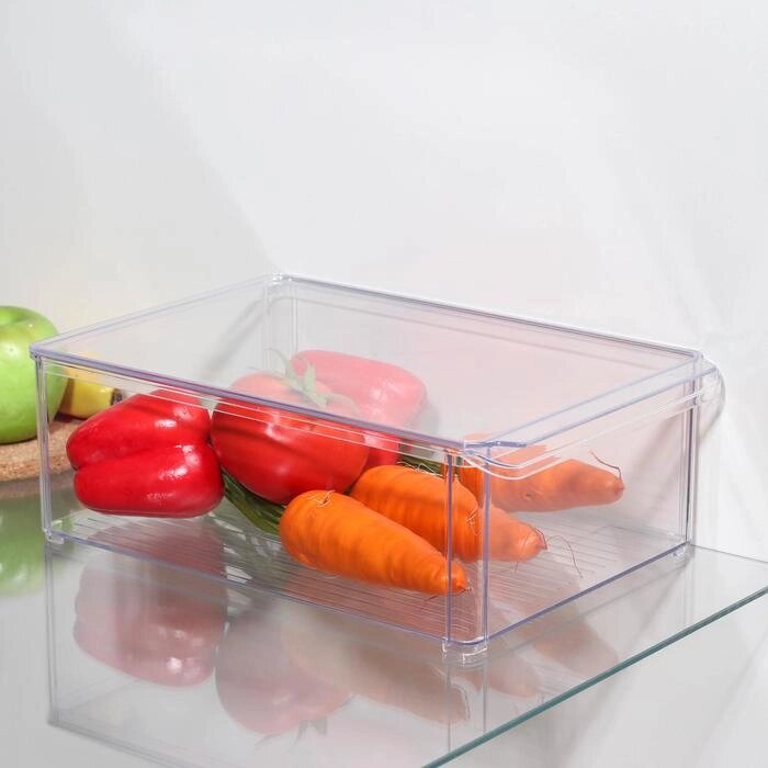 Контейнер для холодильника с крышкой IDEA, 20x30x10 см, цвет прозрачный от компании Интернет-магазин "Flap" - фото 1