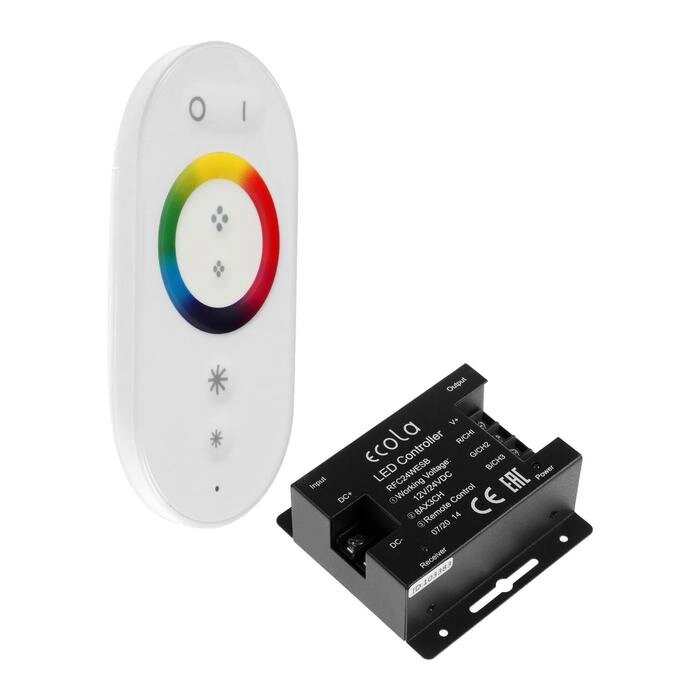 Контроллер Ecola для RGB ленты, 12  24 В, 24 А, пульт ДУ, белый от компании Интернет-магазин "Flap" - фото 1