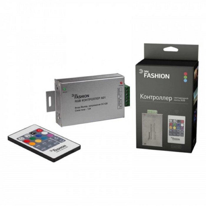 Контроллер ЭРА, для RGB ленты, 12 В, 200 Вт, 24 А, IP20, пульт ДУ от компании Интернет-магазин "Flap" - фото 1