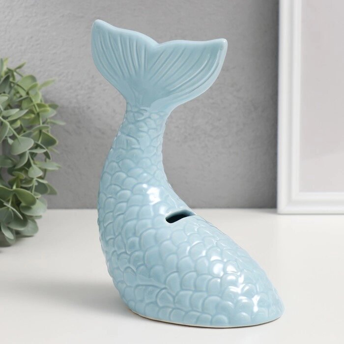 Копилка керамика 'Хвост русалки' голубой перламутр 16х9х18,8 см от компании Интернет-магазин "Flap" - фото 1